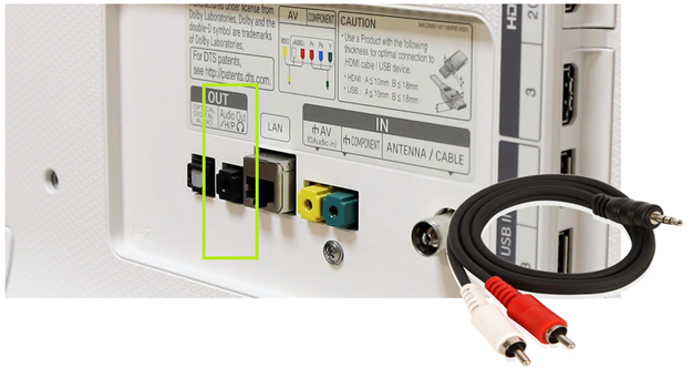 انتقال صدای تلویزیون ال جی با کابل 1 به 2